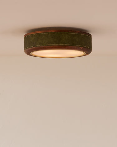 Robert True Ogden RTO Lighting 18" Nura Ceiling Fixture Pendant - Juniper Leather#leather_juniper-leather