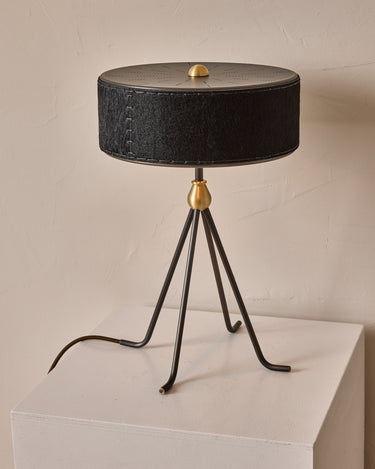 Robert True Ogden RTO Lighting Alina Table Lamp 12" - Black Natural Hid Leather#natural-hide-leather_black