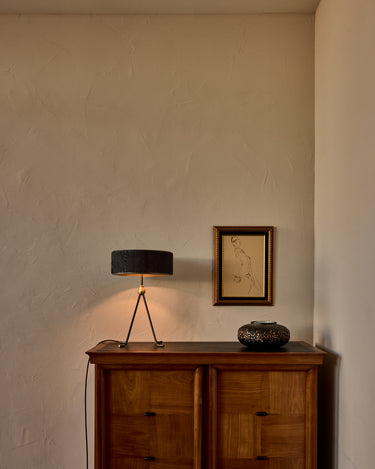 Robert True Ogden RTO Lighting Alina Table Lamp 12" - Black Natural Hid Leather#natural-hide-leather_black