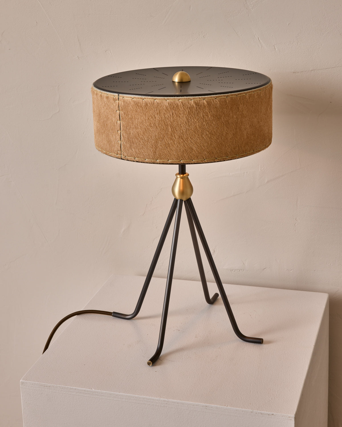 Robert True Ogden RTO Lighting Alina Table Lamp 12" - Oat Natural Hid Leather#natural-hide-leather_oat