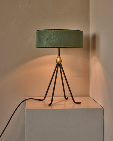 Robert True Ogden RTO Lighting Alina Table Lamp 12" - Seafoam Natural Hid Leather#natural-hide-leather_sea-foam