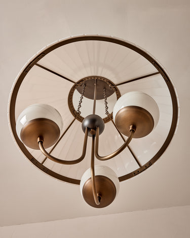 Robert True Ogden RTO Lighting - 24" Adele Milk Glass Chandelier - Three Milk Glass Globe - Milk Glass Panels#size_24"