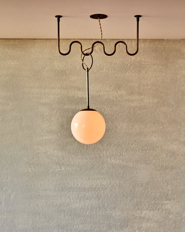 Robert True Ogden RTO Lighting 24" Cecil Adjustable Ceiling Light Chandelier - Antique Brass - One 10 inch Milk Glass Globe#finish-glass-globe_antique-brass-milk-glass-globe