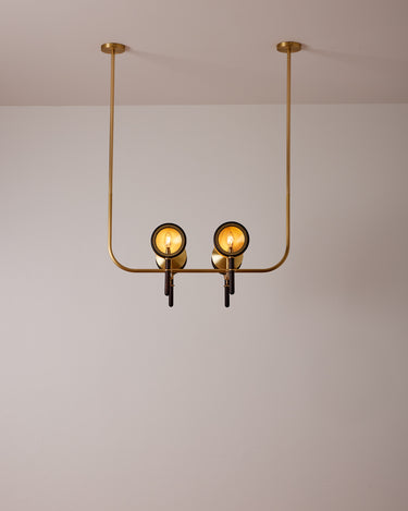 Robert True Ogden RTO Lighting Alice Chandelier Four Arm - Clear Glass - Dark Ash Lens Holder - Brushed Satin Brass#finish_dark-wash-ash-brushed-satin-brass #glass_clear-glass