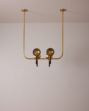 Robert True Ogden RTO Lighting Alice Chandelier Four Arm - Clear Glass - Dark Ash Lens Holder - Brushed Satin Brass#finish_dark-wash-ash-brushed-satin-brass #glass_clear-glass
