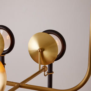 Robert True Ogden RTO Lighting Alice Chandelier Four Arm - Opal Glass - Dark Ash Lens Holder - Brushed Satin Brass#finish_dark-wash-ash-brushed-satin-brass