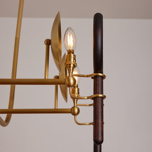 Robert True Ogden RTO Lighting Alice Chandelier Four Arm - Clear Glass - Dark Ash Lens Holder - Brushed Satin Brass - Profile#finish_dark-wash-ash-brushed-satin-brass
