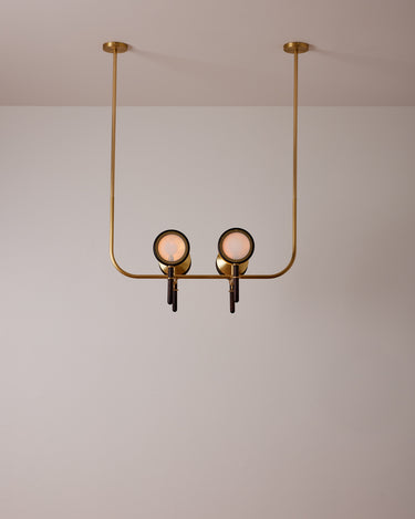 Robert True Ogden RTO Lighting Alice Chandelier Four Arm - Clear Glass - Dark Ash Lens Holder - Brushed Satin Brass#finish_dark-wash-ash-brushed-satin-brass #glass_opal-glass