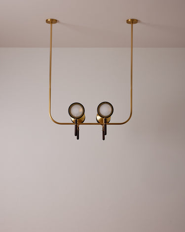 Robert True Ogden RTO Lighting Alice Chandelier Four Arm - Clear Glass - Dark Ash Lens Holder - Brushed Satin Brass#finish_dark-wash-ash-brushed-satin-brass #glass_opal-glass
