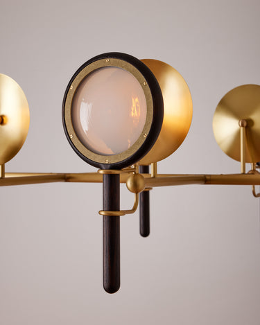 Robert True Ogden RTO Lighting Alice Chandelier Eight Arm - Opal Glass - Dark Ash Lens Holder - Brushed Satin Brass#finish_dark-wash-ash-brushed-satin-brass #glass_opal-glass