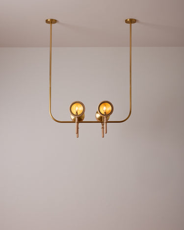 Robert True Ogden RTO Lighting Alice Chandelier Four Arm - Clear Glass - Ash Lens Holder - Brushed Satin Brass#finish_natural-ash-brushed-satin-brass #glass_clear-glass