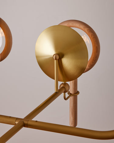 Robert True Ogden RTO Lighting Alice Chandelier Eight Arm - Opal Glass - Ash Lens Holder - Brushed Satin Brass#finish_natural-ash-brushed-satin-brass