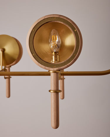 Robert True Ogden RTO Lighting Alice Chandelier Eight Arm - Clear Glass - Ash Lens Holder - Brushed Satin Brass#finish_natural-ash-brushed-satin-brass #glass_clear-glass