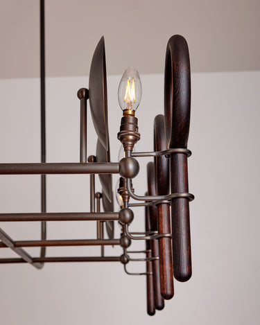 Robert True Ogden RTO Lighting  Alice Chandelier Eight Arm - Opal Glass - Dark Ash Lens Holder - Oil Rubbed Brass - Profile#finish_dark-wash-ash-oil-rubbed-brass