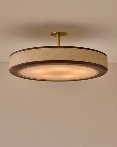 Robert True Ogden RTO Lighting 30" Nura Ceiling Fixture Pendant - Au Lait Leather#leather_au-lait-leather