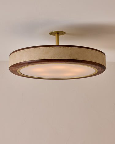 Robert True Ogden RTO Lighting 30" Nura Ceiling Fixture Pendant - Au Lait Leather#leather_au-lait-leather