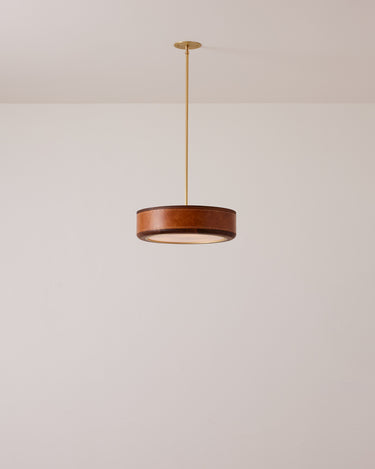 Robert True Ogden RTO Lighting 18" Nura Ceiling Fixture Pendant - Cognac Leather#leather_cognac-leather