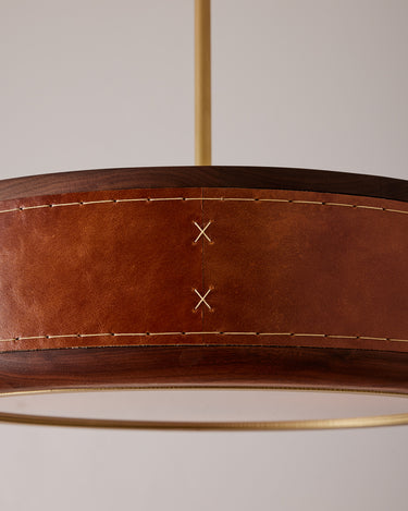 Robert True Ogden RTO Lighting 18" Nura Ceiling Fixture Pendant - Cognac Leather#leather_cognac-leather