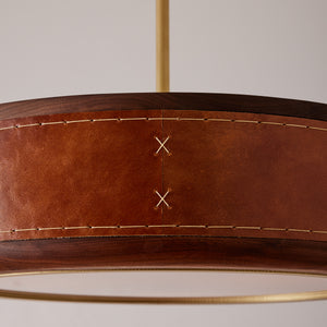 Robert True Ogden RTO Lighting 16" Nura Ceiling Fixture Pendant - Cognac Leather#leather_cognac