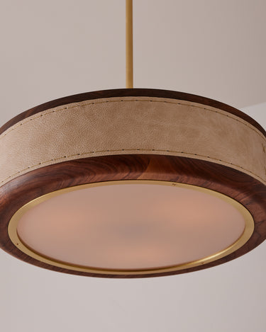 Robert True Ogden RTO Lighting 18" Nura Ceiling Fixture Pendant - Au Lait Leather#leather_au-lait-leather