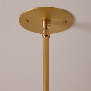 Robert True Ogden RTO Lighting Nura Pendant Brushed Satin Brass Canopy and Drop Pole