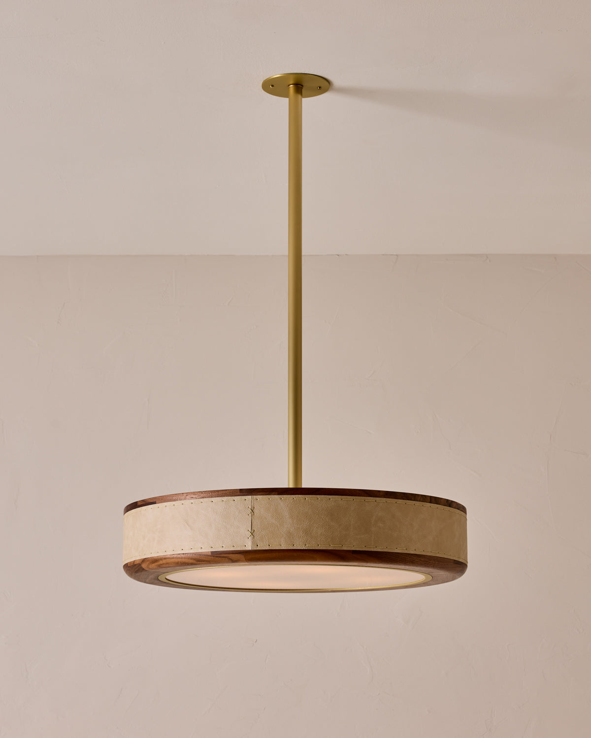 Robert True Ogden RTO Lighting 24" Nura Ceiling Fixture Pendant - Au Lait Leather#leather_au-lait-leather