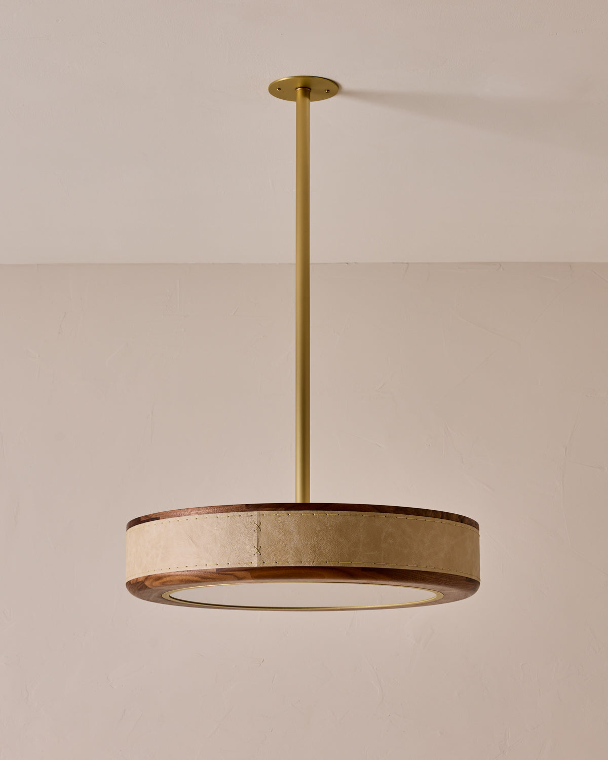 Robert True Ogden RTO Lighting 24" Nura Ceiling Fixture Pendant - Au Lait Leather#leather_au-lait-leather