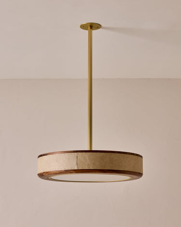 Robert True Ogden RTO Lighting 24" Nura Ceiling Fixture Pendant - Au Lait Leather#leather_au-lait-leather