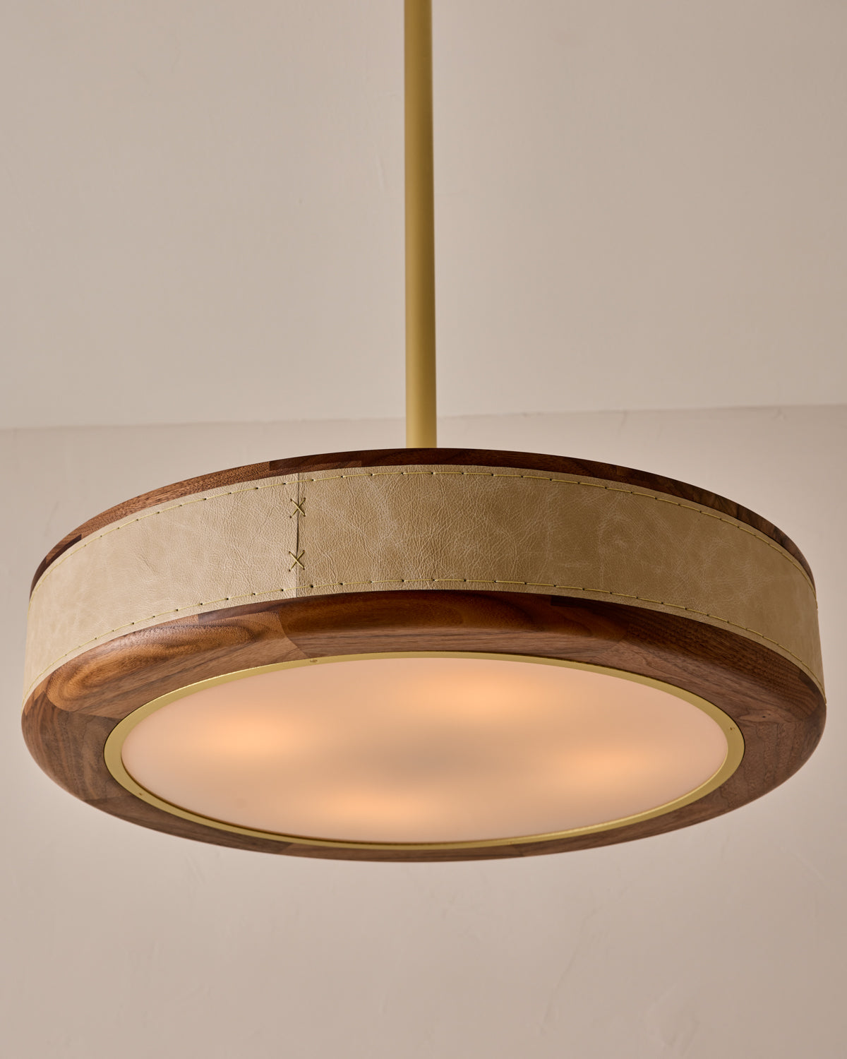 Robert True Ogden RTO Lighting 24" Nura Ceiling Fixture Pendant - Au Lait Leather#leather_au-lait-leather
