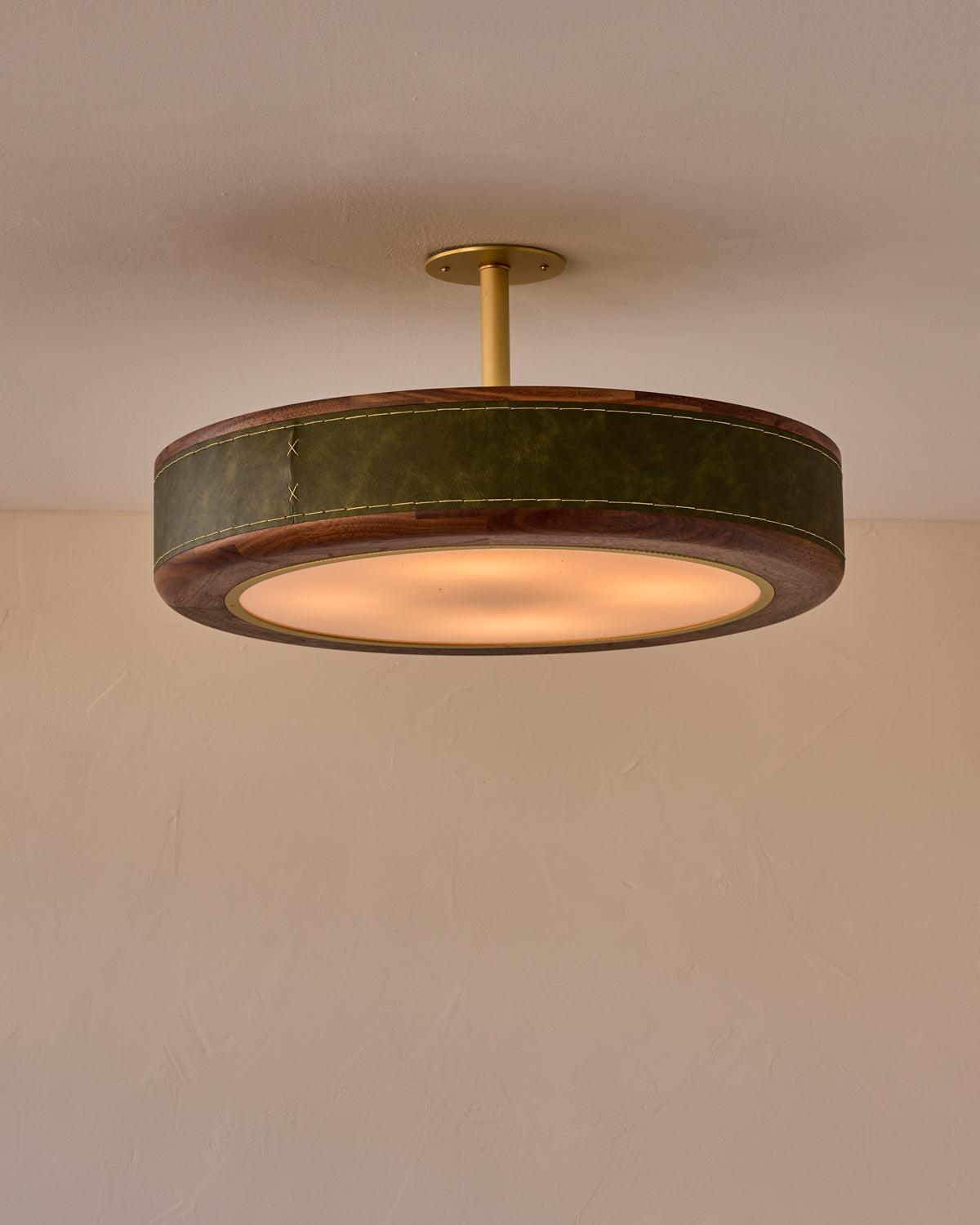Robert True Ogden RTO Lighting 24" Nura Ceiling Fixture Pendant - Juniper Leather#leather_juniper-leather