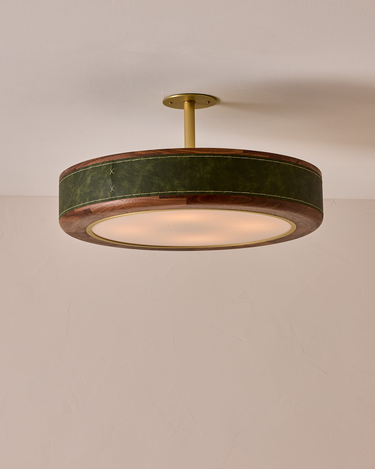 Robert True Ogden RTO Lighting 24" Nura Ceiling Fixture Pendant - Juniper Leather#leather_juniper-leather
