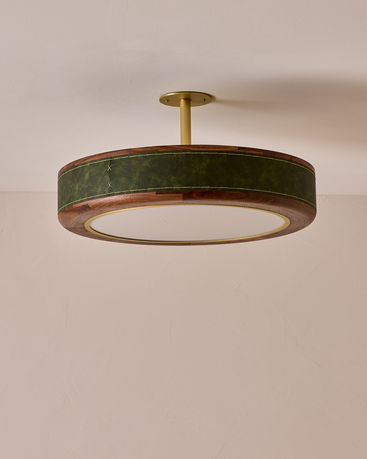 Robert True Ogden RTO Lighting 24" Nura Ceiling Fixture Pendant - Juniper Leather#leather_juniper-leather