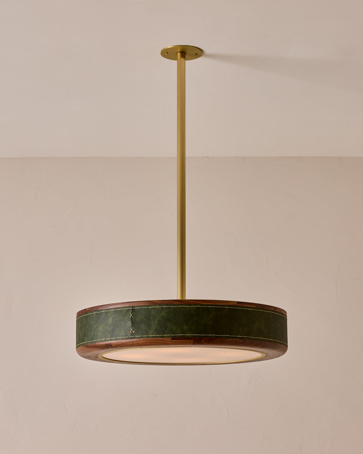 Robert True Ogden RTO Lighting 24" Nura Ceiling Fixture Pendant - Juniper Leather#leather_juniper-leather