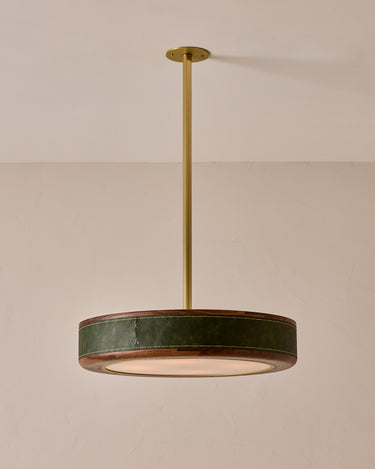 Robert True Ogden RTO Lighting 24" Nura Ceiling Fixture Pendant - Juniper Leather#leather_juniper-leather