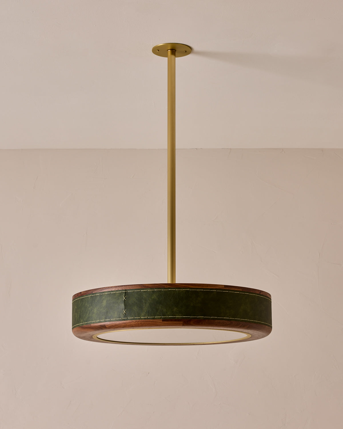 Robert True Ogden RTO Lighting 24" Nura Ceiling Fixture Pendant - Juniper Leather#leather_juniper-leather