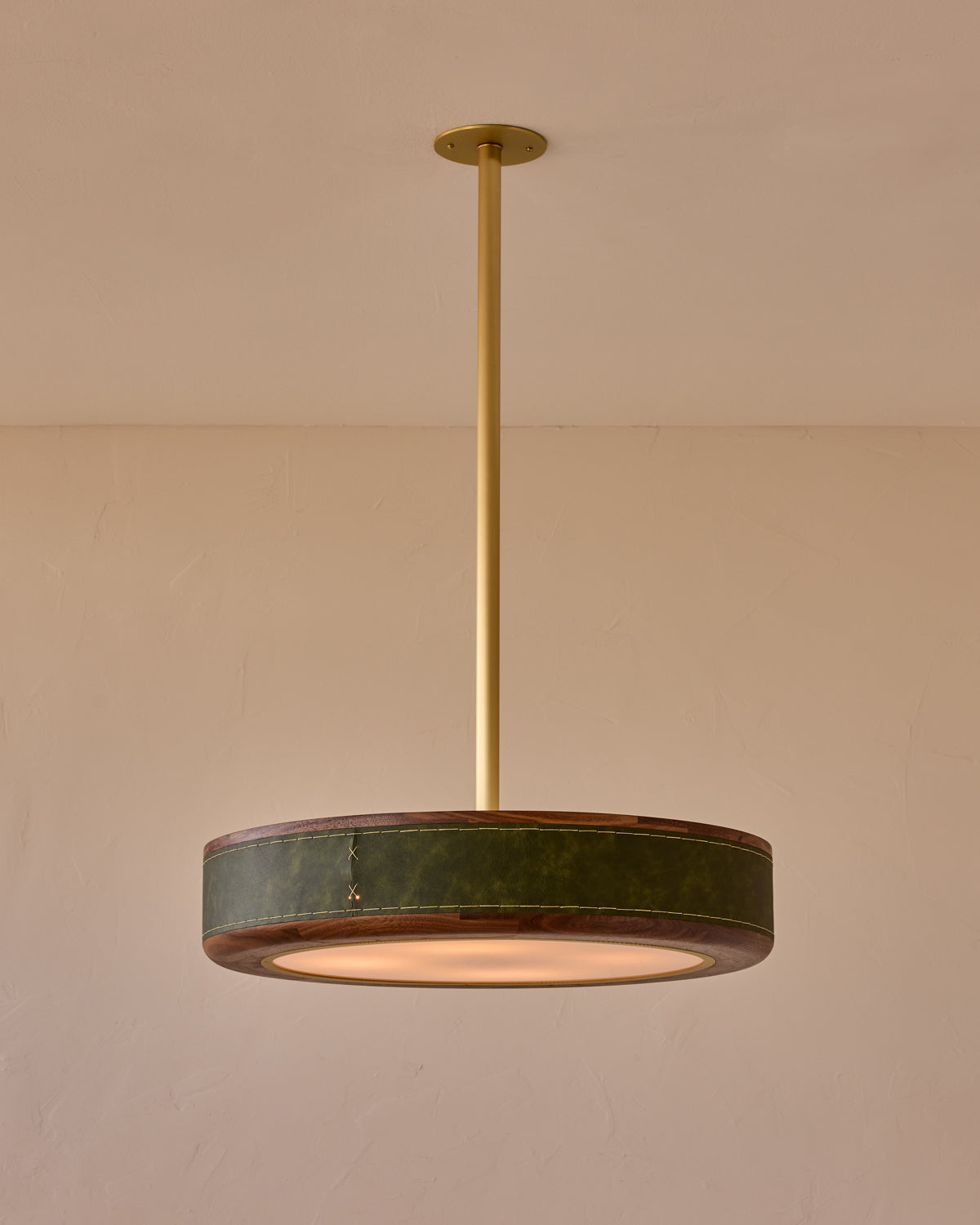 Robert True Ogden RTO Lighting 24" Nura Ceiling Fixture Pendant - Juniper Leather#leather_juniper-leather