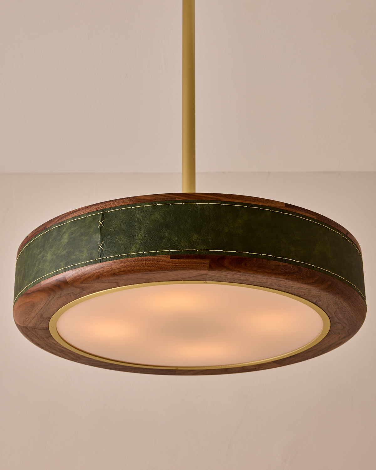 Robert True Ogden RTO Lighting 24" Nura Ceiling Fixture Pendant - Juniper Leather#leather_juniper-leather