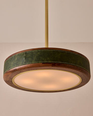 Robert True Ogden RTO Lighting 24" Nura Ceiling Fixture Pendant - Juniper Leather#leather_juniper-leather