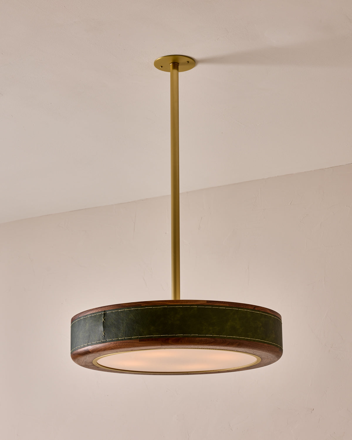 Robert True Ogden RTO Lighting 24" Nura Ceiling Fixture Pendant - Juniper Leather#leather_juniper-leather