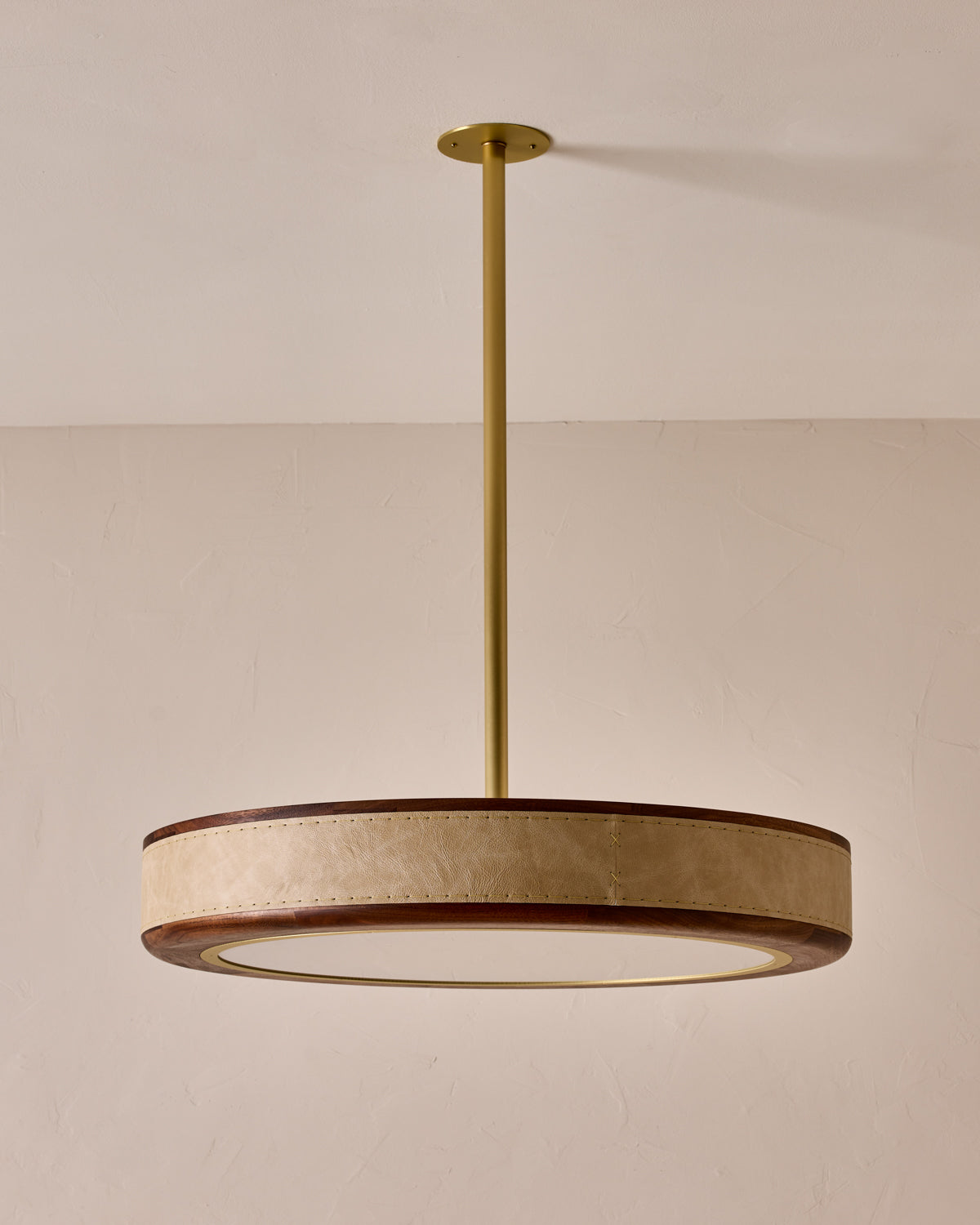 Robert True Ogden RTO Lighting 30" Nura Ceiling Fixture Pendant - Au Lait Leather#leather_au-lait-leather