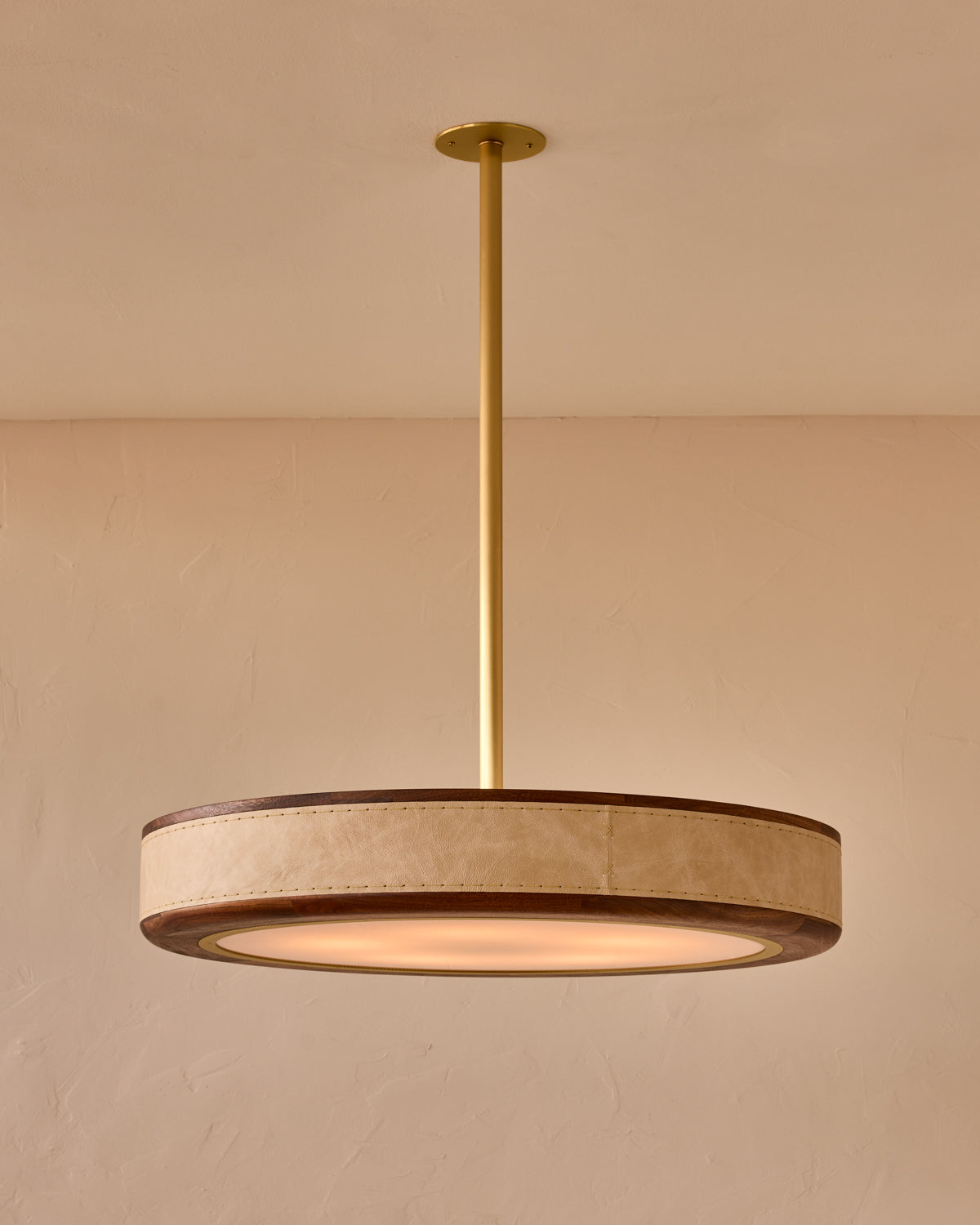 Robert True Ogden RTO Lighting 30" Nura Ceiling Fixture Pendant - Au Lait Leather#leather_au-lait-leather