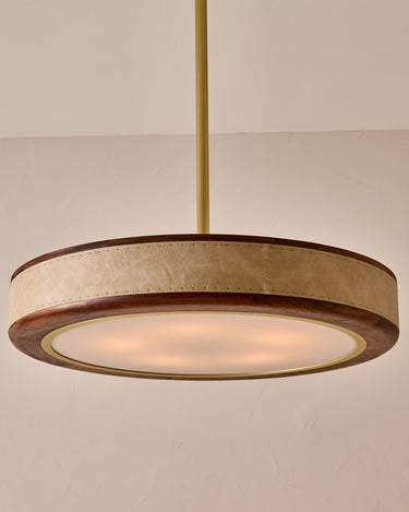 Robert True Ogden RTO Lighting 30" Nura Ceiling Fixture Pendant - Au Lait Leather#leather_au-lait-leather