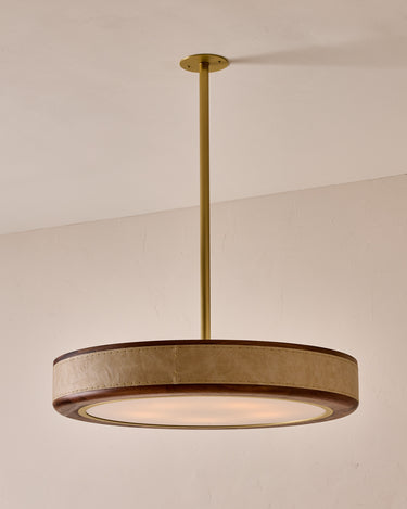 Robert True Ogden RTO Lighting 30" Nura Ceiling Fixture Pendant - Au Lait Leather#leather_au-lait-leather