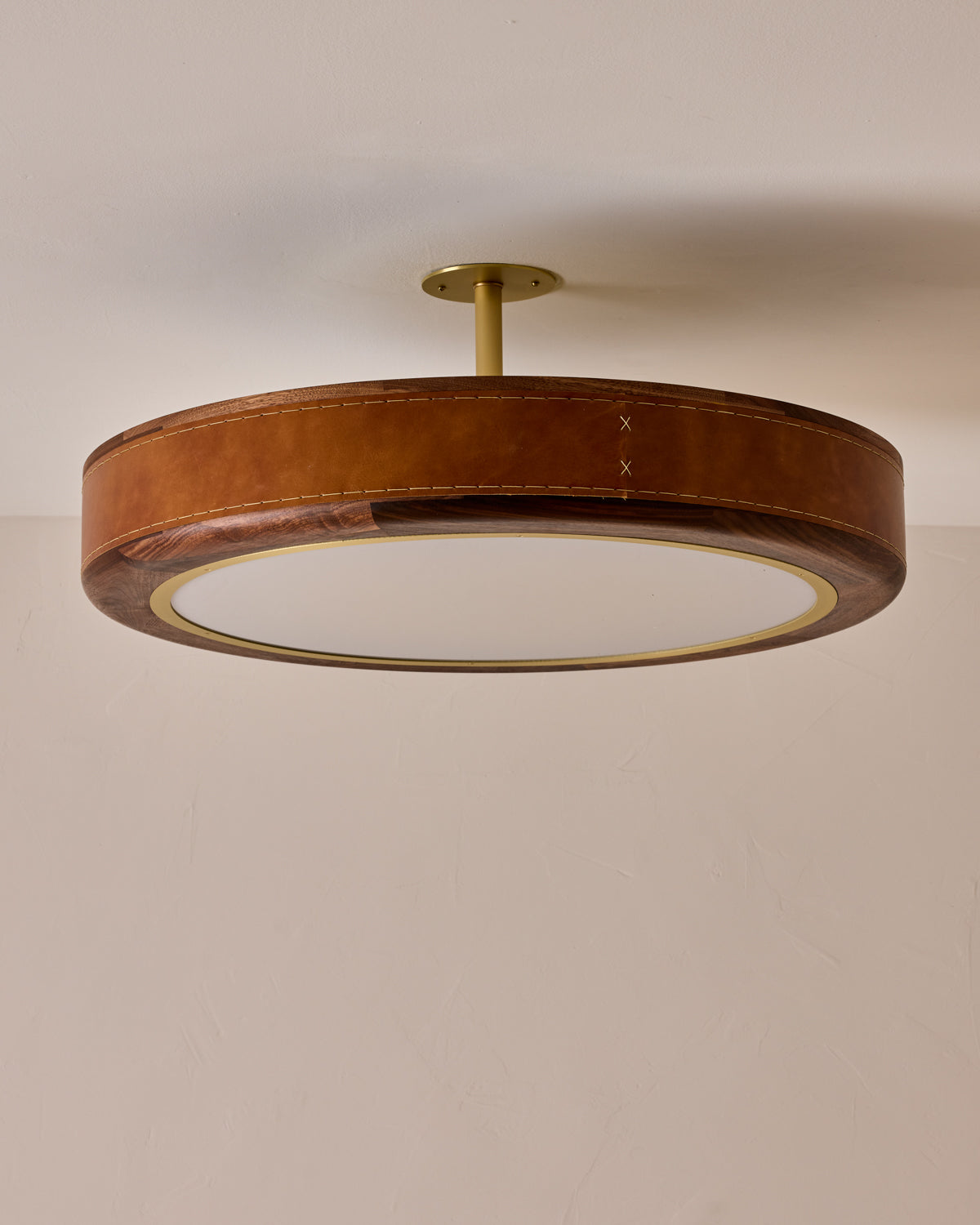Robert True Ogden RTO Lighting 30" Nura Ceiling Fixture Pendant - Cognac Leather#leather_cognac-leather