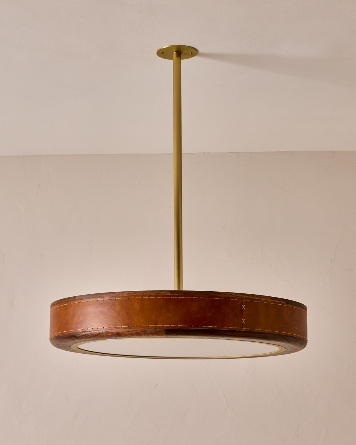 Robert True Ogden RTO Lighting 30" Nura Ceiling Fixture Pendant - Cognac Leather#leather_cognac-leather