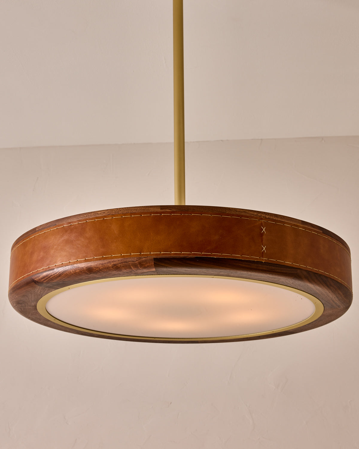 Robert True Ogden RTO Lighting 30" Nura Ceiling Fixture Pendant - Cognac Leather#leather_cognac-leather