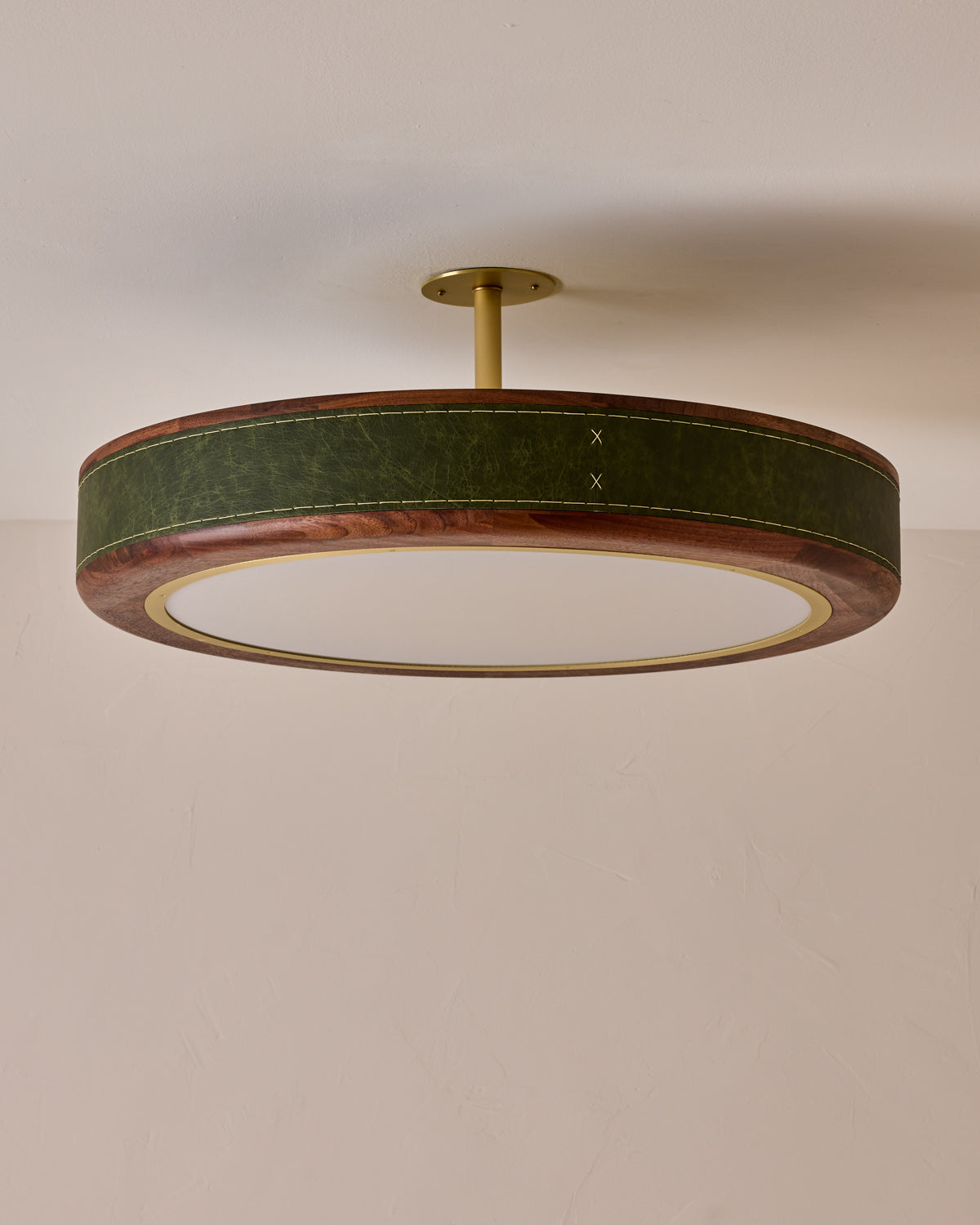 Robert True Ogden RTO Lighting 30" Nura Ceiling Fixture Pendant - Juniper Leather#leather_juniper-leather