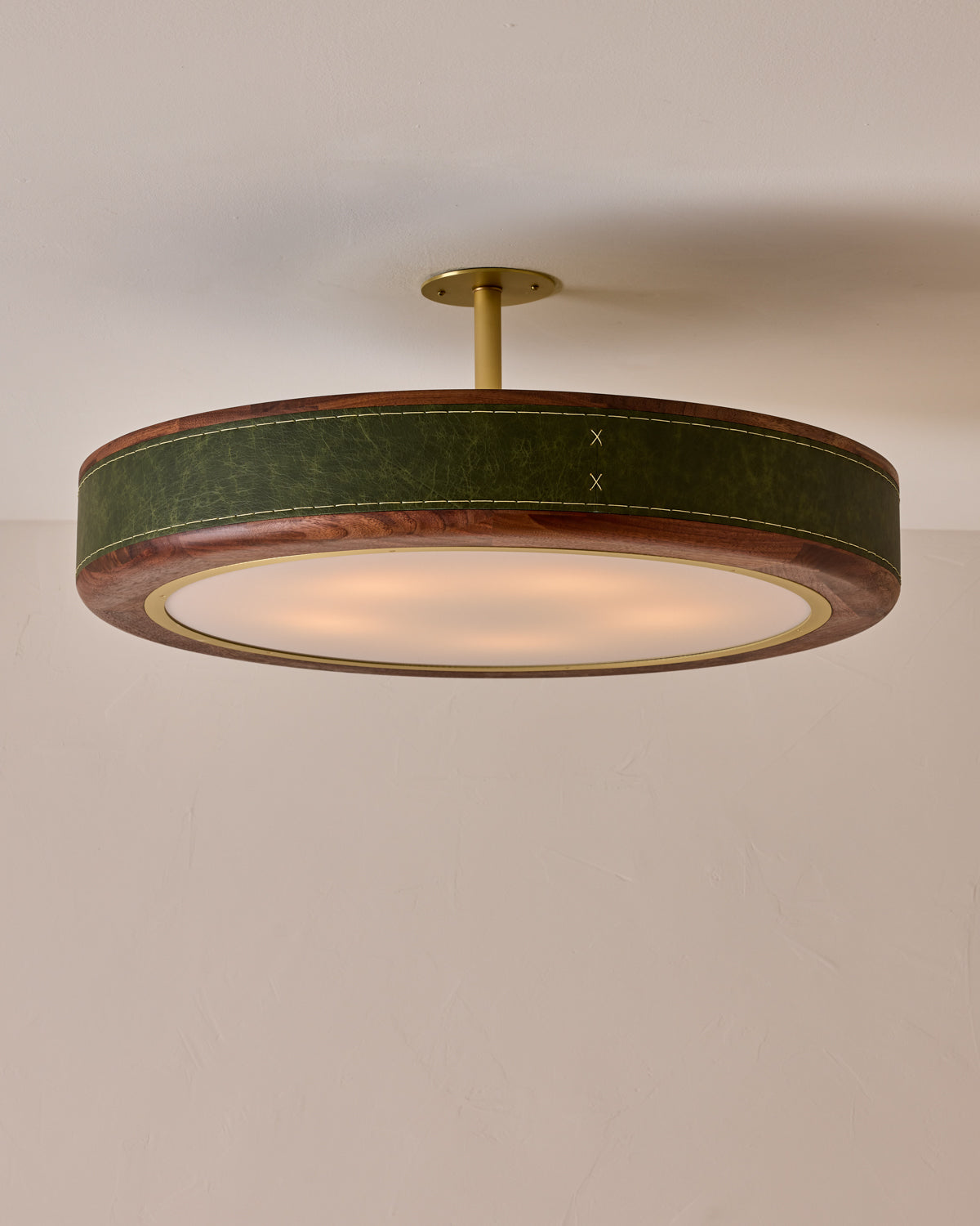 Robert True Ogden RTO Lighting 30" Nura Ceiling Fixture Pendant - Juniper Leather#leather_juniper-leather