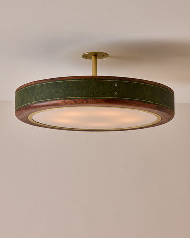 Robert True Ogden RTO Lighting 30" Nura Ceiling Fixture Pendant - Juniper Leather#leather_juniper-leather