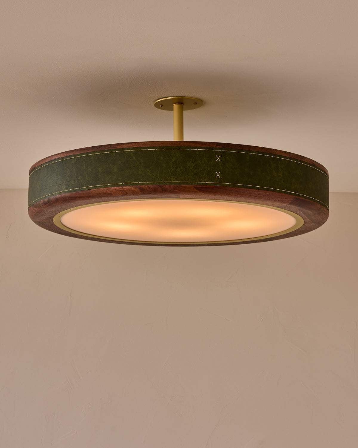 Robert True Ogden RTO Lighting 30" Nura Ceiling Fixture Pendant - Juniper Leather#leather_juniper-leather